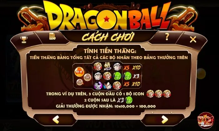 Luật chơi Dragon Ball tại cổng game Zowin