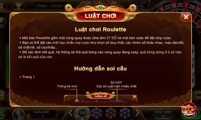 Luật chơi cần nắm được khi tham gia Roulette Zowin